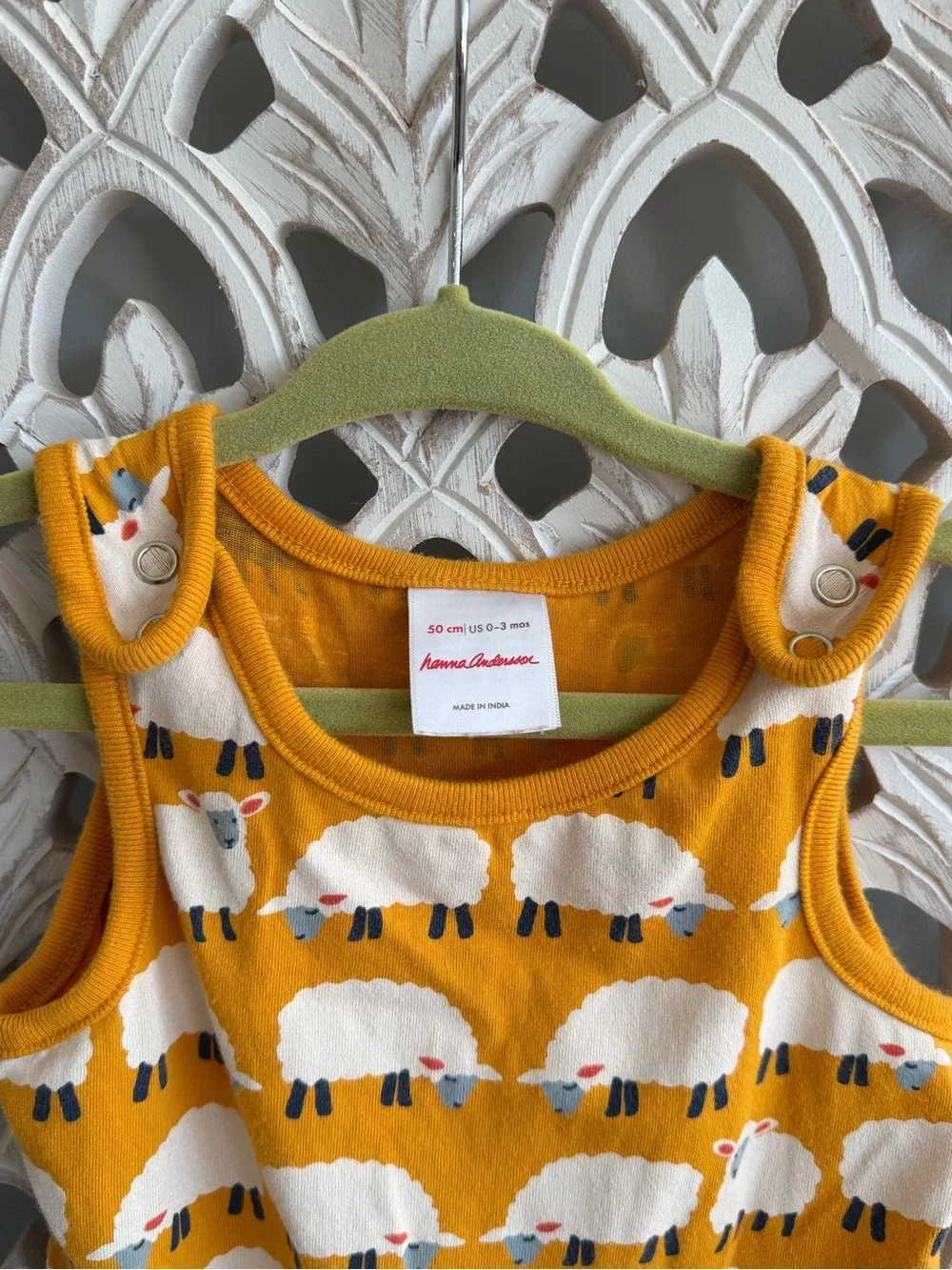Hanna Andersson Sheep Baby Romper, 0-3M